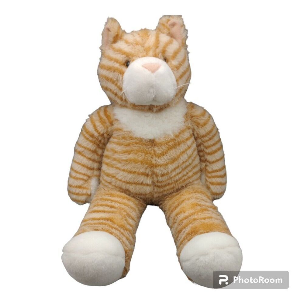 Orange Tabby Cat Stuffed Animal Plush Kitty Fluffy Soft Comfort Toy 19"